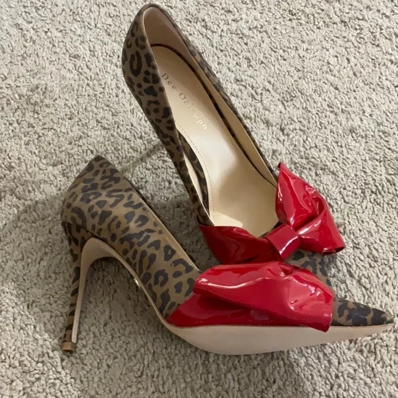 Red and Brown Leopard Print Stiletto Heels - Picture 2 of 7